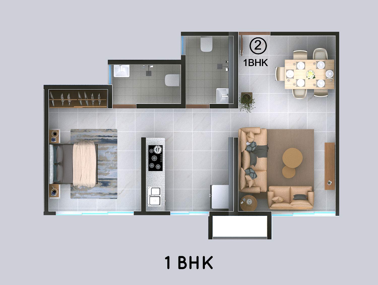 FLOOR PLANS 1 BHK