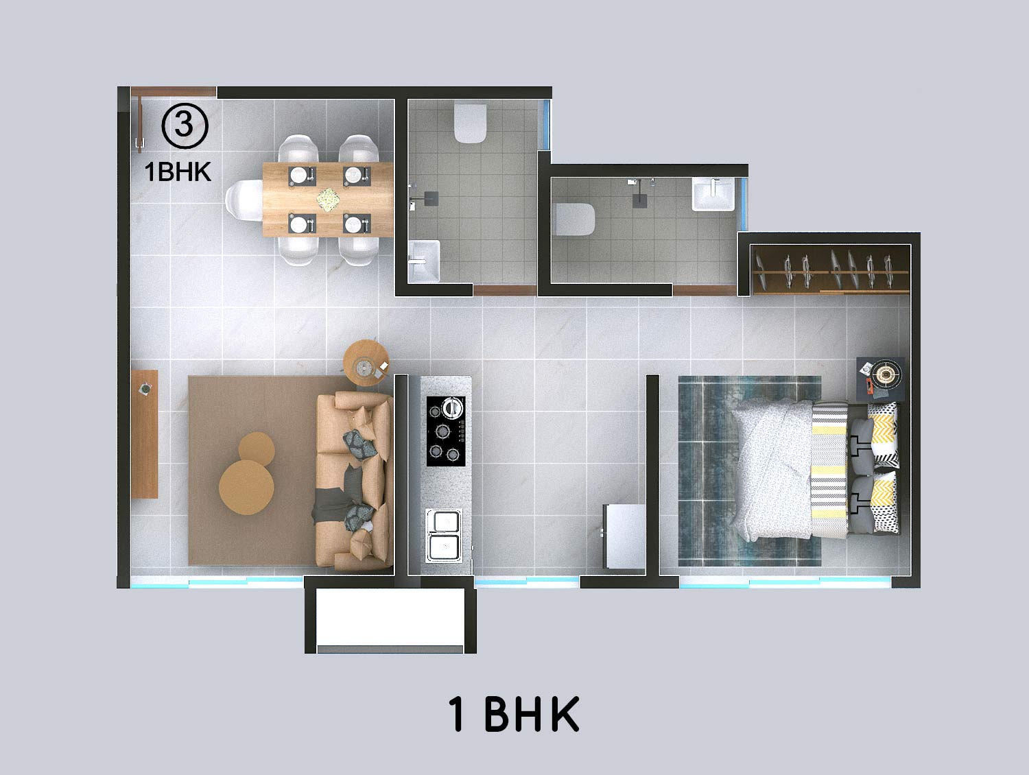 FLOOR PLANS 1 BHK