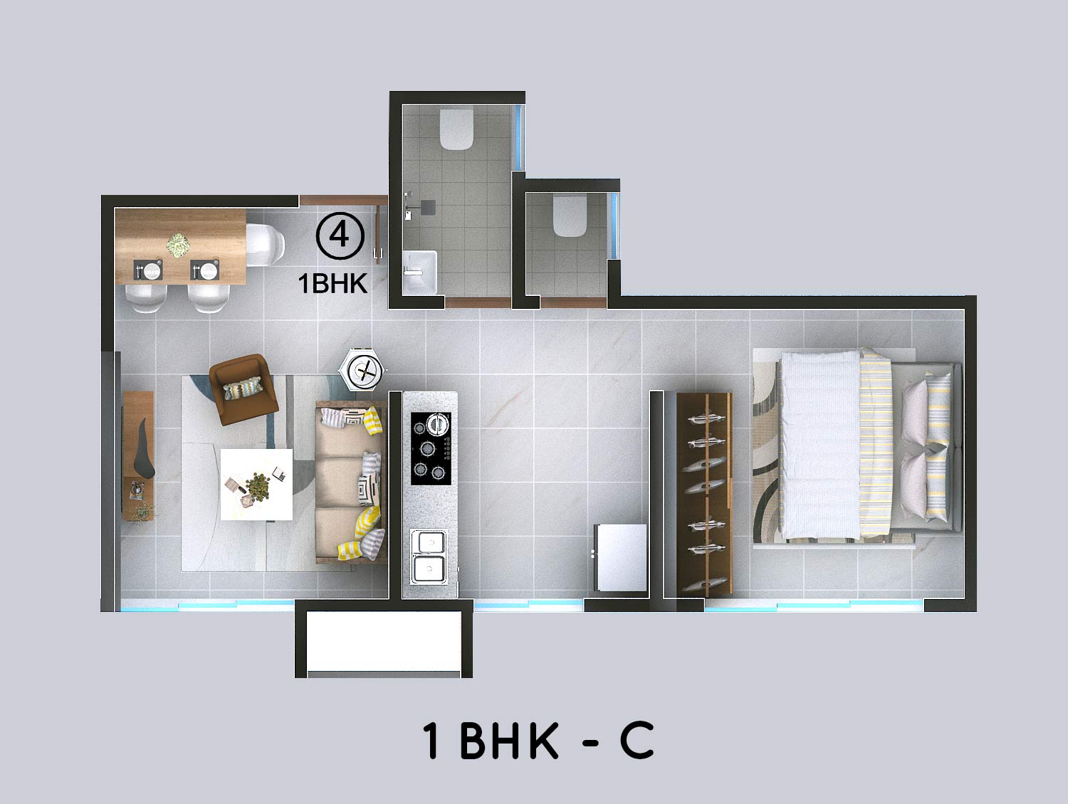 FLOOR PLANS 1 BHK